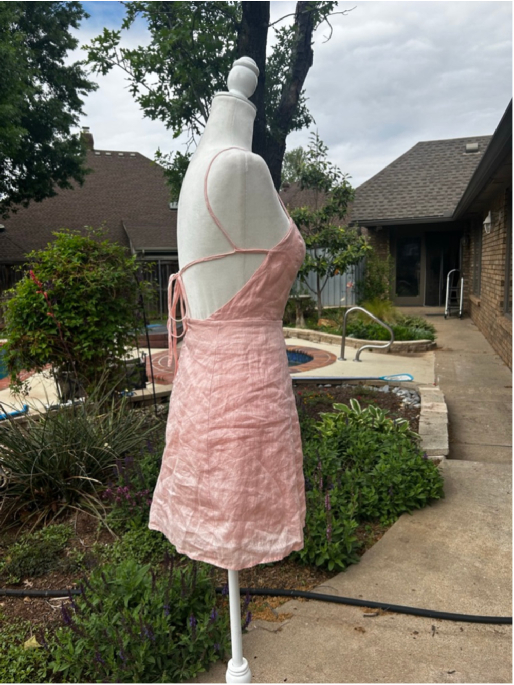 Capulet Pink Linen Open Back Mini Dress XS - Picture 5 of 11